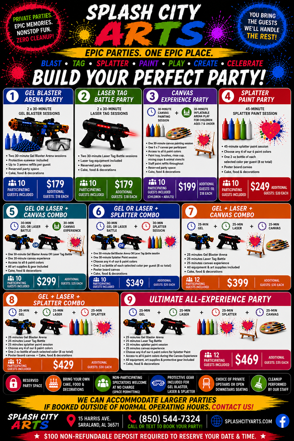 Splash City Arts Party Packages