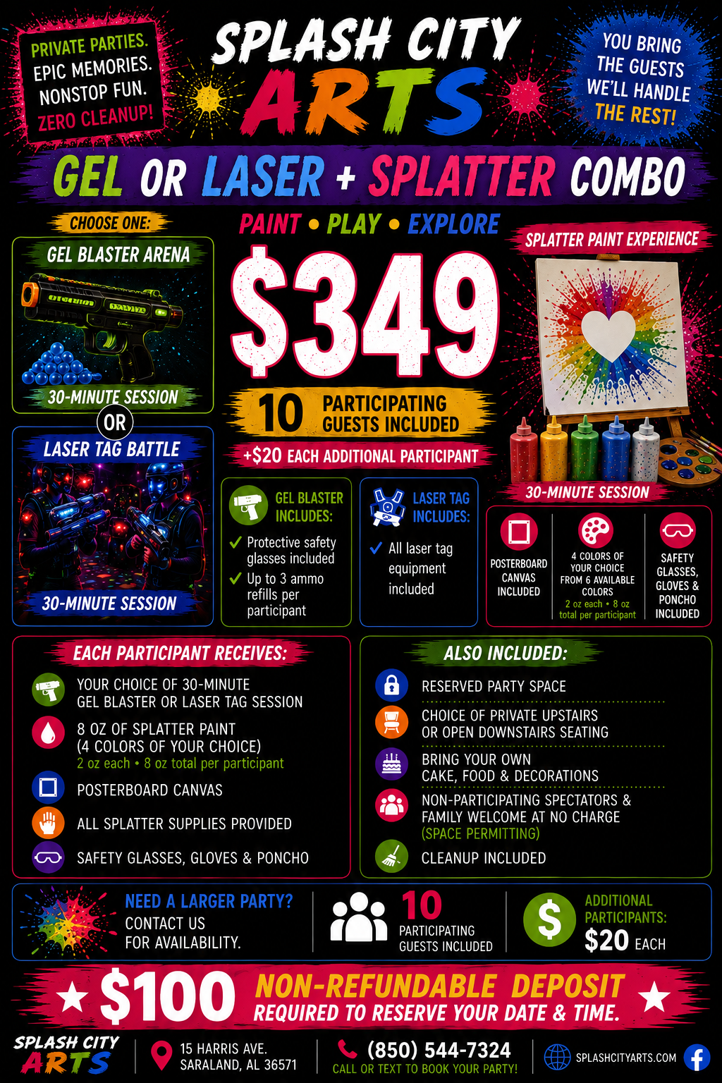 Gel Blaster OR Laser Tag + Splatter Paint Combo — $349