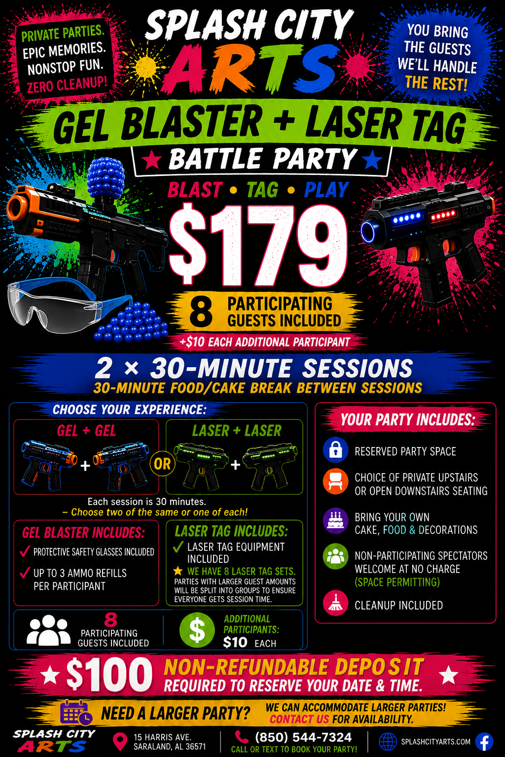 Gel Blaster + Laser Tag Battle Party — $179