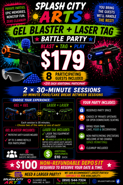Gel Blaster + Laser Tag Battle Party — $179