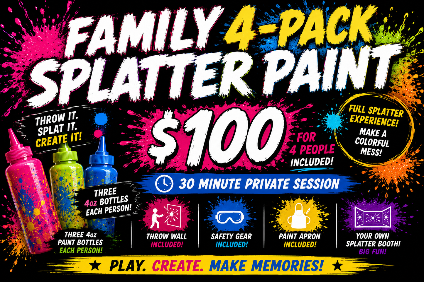 👨‍👩‍👧‍👦Family Splatter Paint 4-Pack (ATHLETIC SHOES REQUIRED)👨‍👩‍👧‍👦