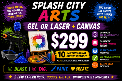Gel Blaster OR Laser Tag + Canvas Experience Party — $299